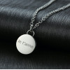 Men's Polished Stainless Steel round plaque secret box Custom Engraving Necklace Pendant