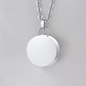 Pendentif personnalise homme collier Acier rond ecrin secret a graver personnaliser
