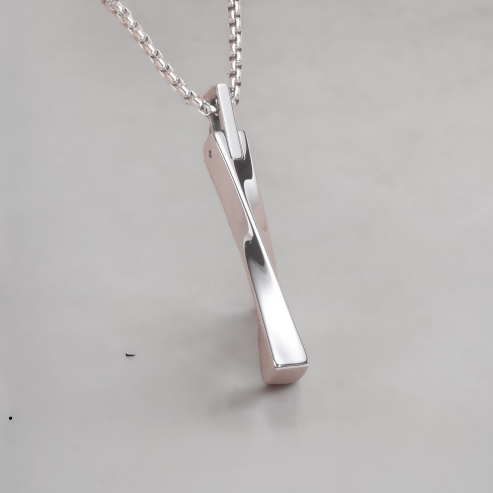 Pendentif barre torsadée tungstène personnalisable