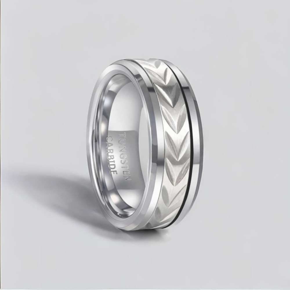 Men's Ring Tungsten Ring Groove Tire Cog Design