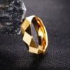 Bague homme alliance multifacette tungstene plaque or a graver