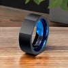 Bague homme anneau carbure tungstene noir bleu personnalisable