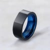Bague homme anneau carbure tungstene noir bleu personnalisable