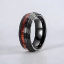 Bague tungstène brossée facettée ligne bois personnalisable