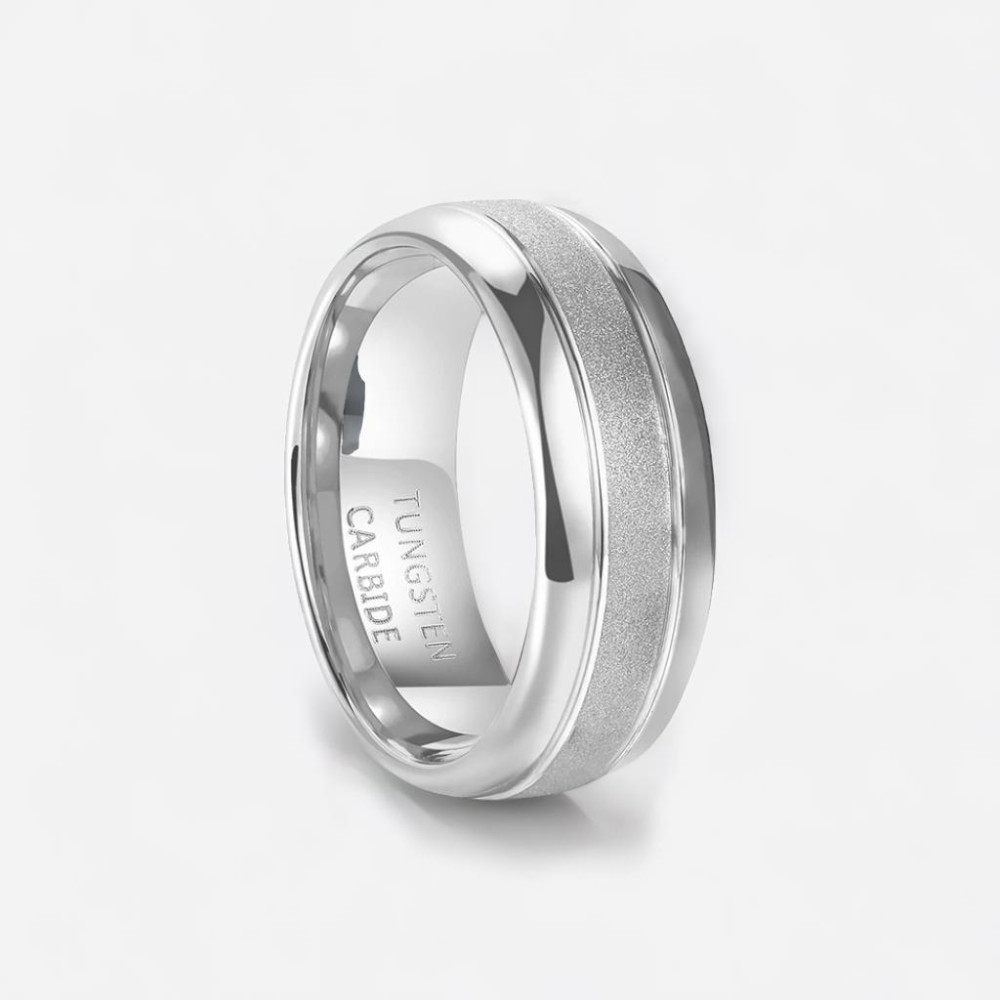 Fede nuziale personalizzabile per uomo, anello in tungsteno, centro sabbia