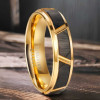 Personalized men's ring black tungsten ring brush groove
