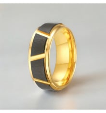 Black Grooved Tungsten Wedding Ring