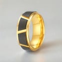 Anello nuziale in tungsteno nero scanalato