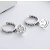 Men's Braided Sterling Silver emoji smile Hoop Earrings
