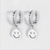 Men's Braided Sterling Silver emoji smile Hoop Earrings