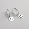Boucles d'oreille argent homme femme creoles pendante emoji sourire - paire