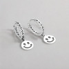 Boucles d'oreille argent homme femme creoles pendante emoji sourire - paire