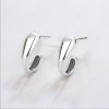 Women's Silver earrings half ring rhodium plate studs hoop