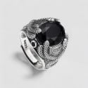 Offener Silber-Siegelring aus schwarzem Onyx