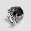 Chevalière argent ouverte serpent onyx noir
