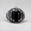 Chevalière argent ouverte serpent onyx noir