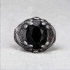 Chevalière argent ouverte serpent onyx noir