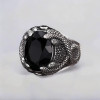 Chevalière argent ouverte serpent onyx noir
