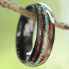 Fede nuziale personalizzabile, anello a cupola, in legno di tungsteno opale