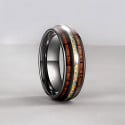 Anillo de bodas de ópalo de madera de tungsteno personalizable