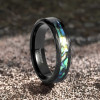 Bague couple personnalisée tungstène noir nacre abalone