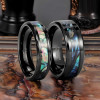 Bague couple personnalisée tungstène noir nacre abalone