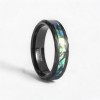 Bague couple personnalisee tungstene noir nacre abalone