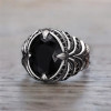 Chevalière argent ouverte onyx noir fleur de lys