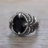 Chevalière argent ouverte onyx noir fleur de lys