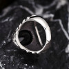Chevalière argent ouverte onyx noir fleur de lys