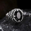 Chevalière argent ouverte onyx noir fleur de lys