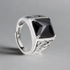 Bague celtique argent ouverte zircon noir
