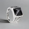 Bague celtique argent ouverte zircon noir