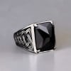 Bague celtique argent ouverte zircon noir