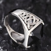 Bague celtique argent ouverte zircon noir