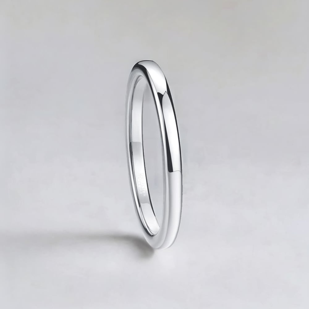 Blanc Bague tungstène anneau fin lisse