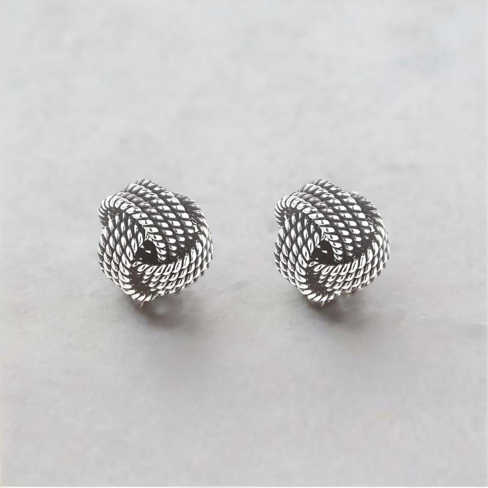 Boucles d'oreilles homme clou argent noeud celtique marin