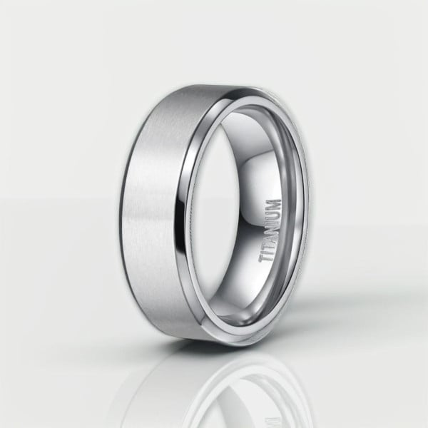 Men's Black Titanium Brushed Band Ring