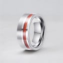 Bague tungstène brossée ligne bois personnalisable