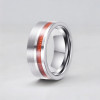 Bague tungstène brossée ligne bois personnalisable