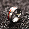 Bague tungstène brossée ligne bois personnalisable