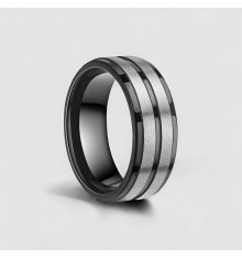 Bague Homme En Titane Noir Avec Incrustation De Nacre – Design Géométrique Moderne - 12