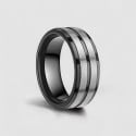 Bague homme titane noir brossé personnalisable