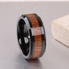 Bague personnalisee femme anneau ceramique noire ligne bois