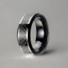 6mm Bague ceramique noire homme fibre de carbone personnalisable