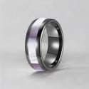 Anello di matrimonio in ceramica nera con intarsio in madreperla