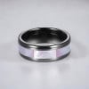 V Bague mariage ceramique noire abalone nacre