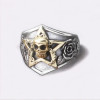 Anello cavalleresco in argento da uomo con teschio pentacolo