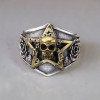 Bague argent chevaliere homme tete de mort pentacle