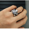 Bague argent homme chevaliere ouverte tete de loup
